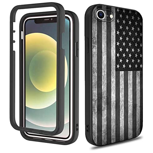 Funda Para iPhone 7/8/se 2020 Negro Gris American Flag 4.7 P