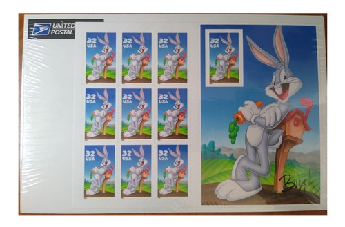 Imagen 1 de 4 de Tira De Estampillas De Bugs Bunny De 1997 Sellada En Empaque