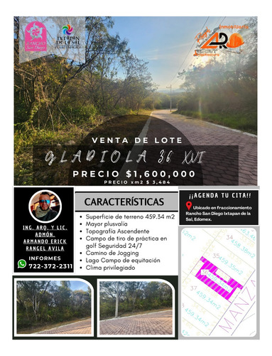 Venta Lote Gladiola 36 En Nueva Zona Del Fraccionamiento Muy Cerca De La Entrada Con Vistas Panorámicas, Poryecto Incluído En Rancho San Diego Ixtapan De La Sal Edomex