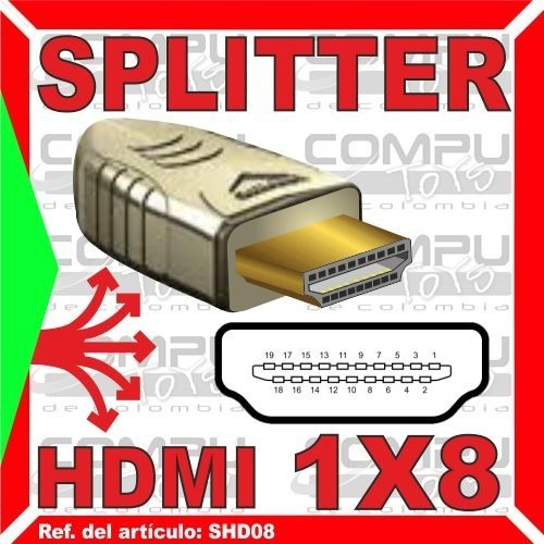 Imagen 5 de 6 de Multiplicador Hd Electrónico 1x8 Ref: Shd08 Computoys Sas