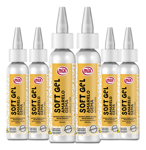 Kit 6 Corante Alimentício Soft Gel Amarelo Gema 60g - Mix