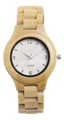 Reloj Análogo Correa Con Eslabones Madera Unisex