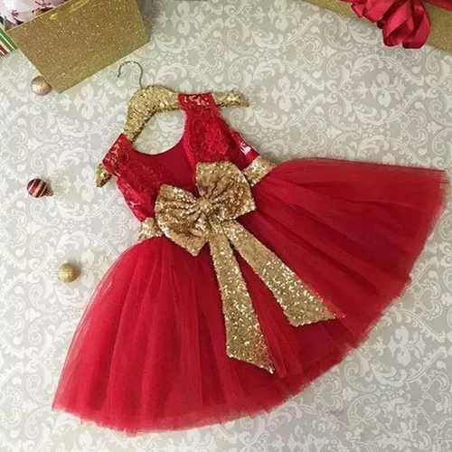 Rojo Para Niña Con Moño Dorado Fiesta en venta en Tlalnepantla de Baz Estado De México por $ - OCompra.com Mexico