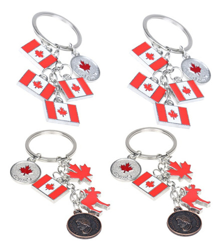 Llavero Con Bandera Nacional De Canadá, 4 Piezas