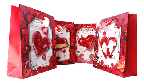 Bolsas De Regalo 3d Corazón San Valentín X 12 Unidades