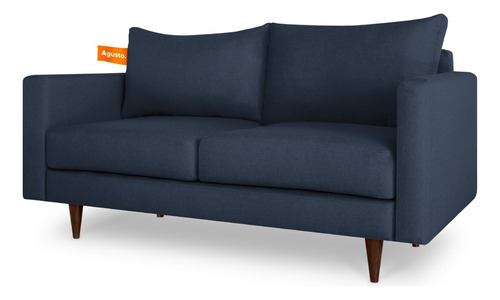 Agusto A1 - Sofá Loveseat Sillón 2 Plazas Moderno Color Azul Marino Diseño De La Tela Lisa