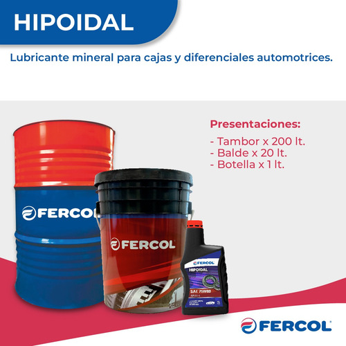 Aceite De Caja Hipoidal 75w80 Fercol Botella 1 Lt Api Gl-4