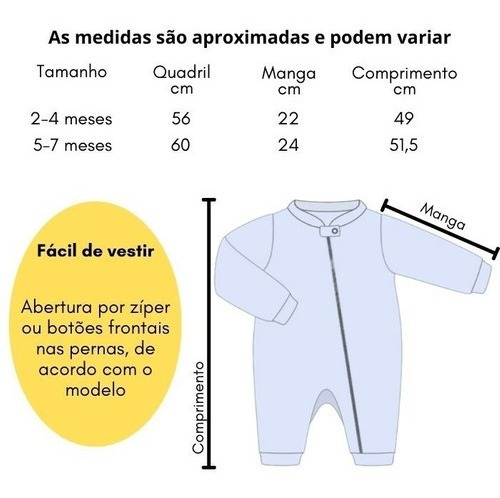 Imagem 2 de 2 de Macacão Infantil Para Bebê Em Tecido Suedine Com Bordado
