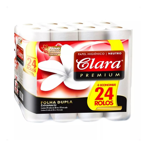 Papel Higiénico Clara Doble Hoja Premium 30m X24  Pack X 2 T
