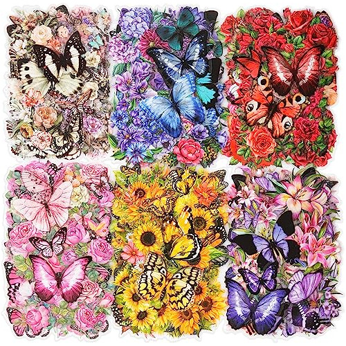 300 Piezas De Pegatinas Variadas De Mariposas Y Flores,...