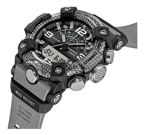 Correa de reloj Casio G-shock G-G-B100-8ADR Mudmaster Carbon Color gris Color del bisel Gris carbono Color de fondo negro