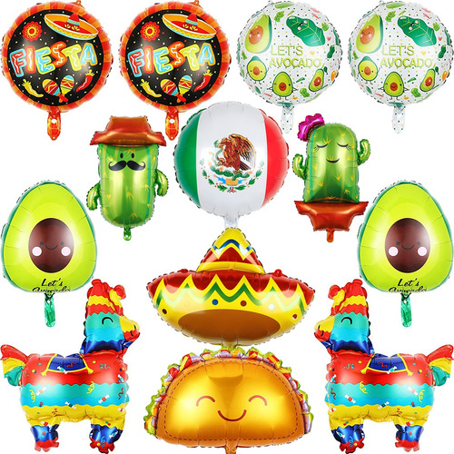 13 Pcs Globos Fiesta Mexicana De Decor De Fiesta De Cactus