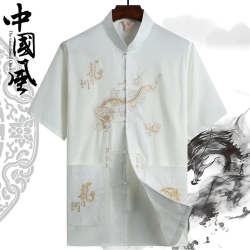 Blusa Ry Dragon Bordada Para Hombre, Traje Tang, Camiseta Ha
