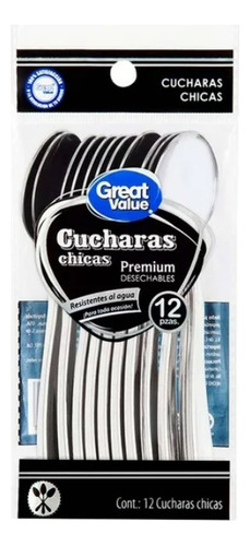 Cucharas Desechables Great Value Premium 12 Pzas