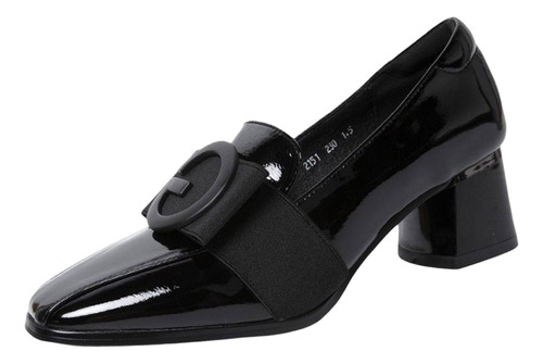 Elegantes Zapatos Gruesos De Tacón Bajo Para Mujer Sin
