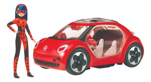 Ladybug Miraculous Volkswagen E-beetle Vehículo Con Muñeca