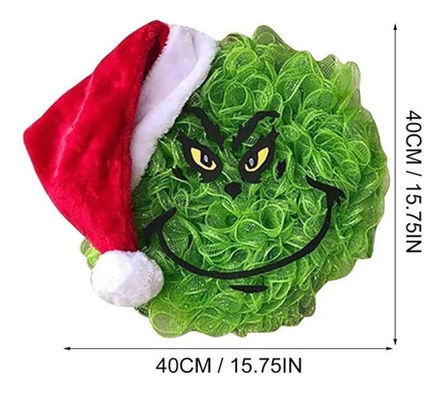 Imagen 4 de 8 de Corona De Navidad Grinch Para Puerta De Entrada