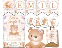 Comprar Kit Imprimible Candybar Osita Rosa Nena Personalizado