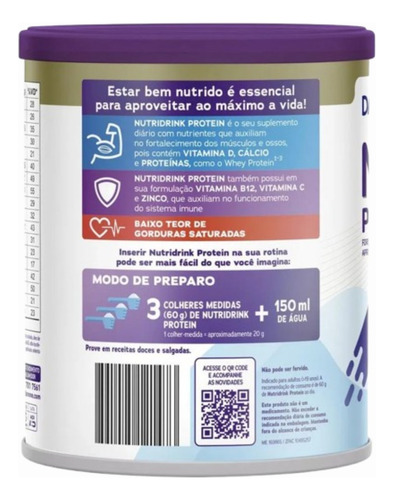 3 Latas Suplemento Nutridrink Protein Sem Sabor Danone -350g
