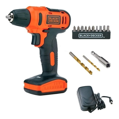 Taladro atornillador inalámbrico de 10mm Black+Decker LD12S 12V + accesorio 110V/220V
