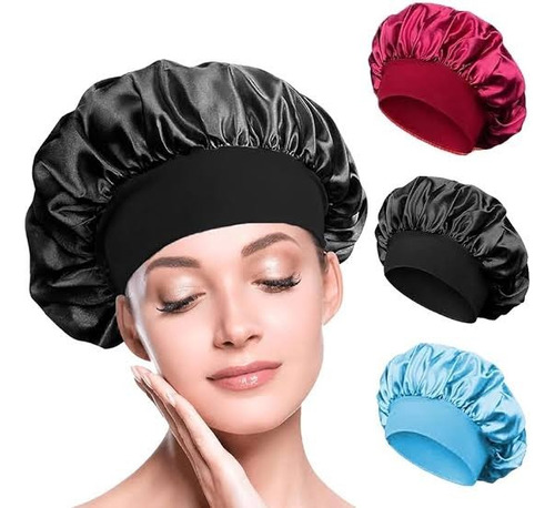 3 Gorros De Seda Satin Para Dormir Suave Cuidado Del Cabello