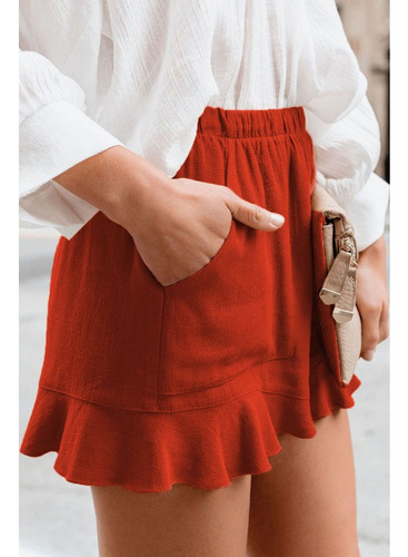 Mz Pantalones Cortos De Lino De Algodón Con Dobladillo De