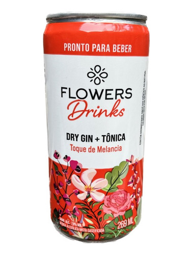 Gin Dry Tônica Toque De Melancia Flowers Gin Lata 269ml