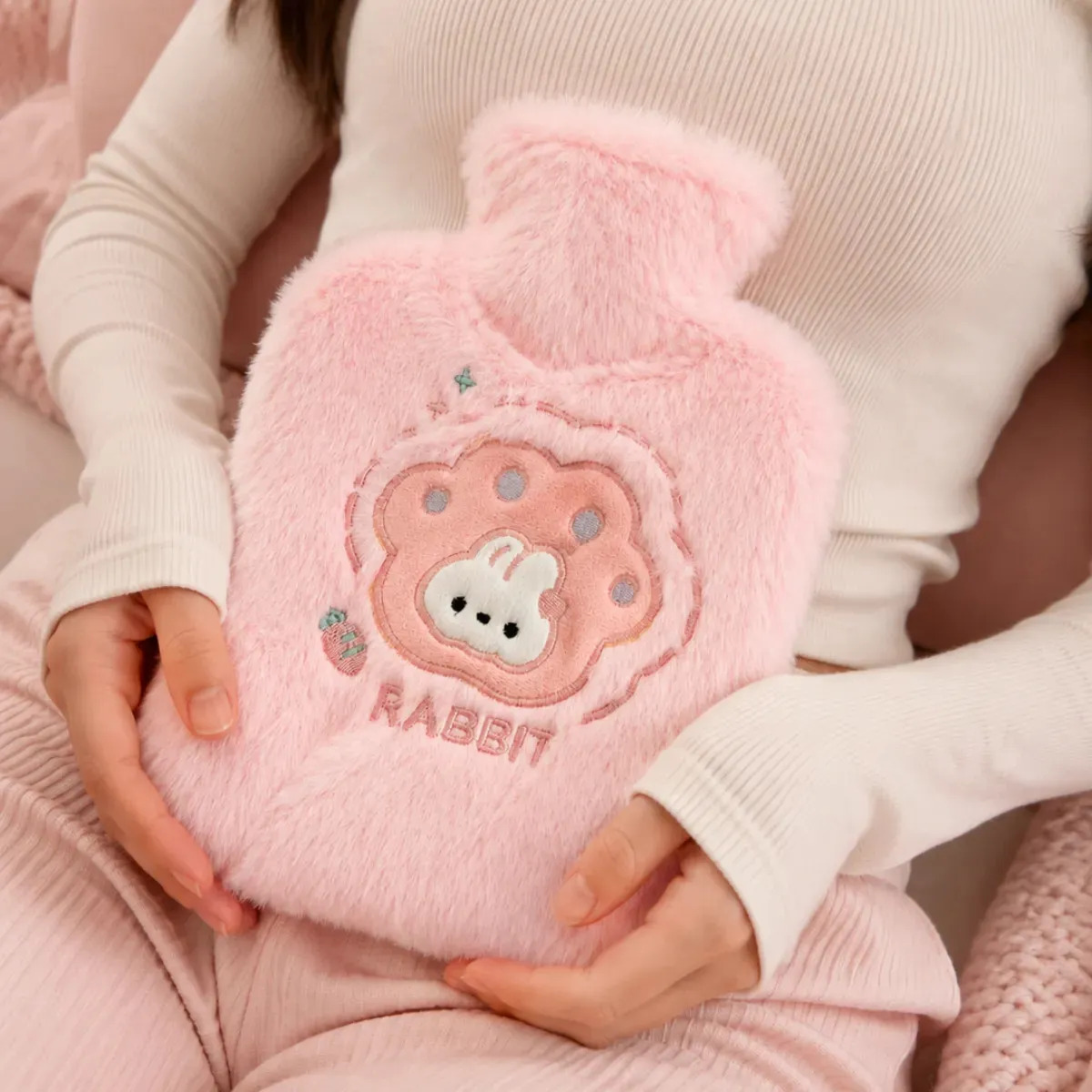 Bolsa Térmica De Gelo Agua Quente Para Colica Dor Abdominal Rosa-claro