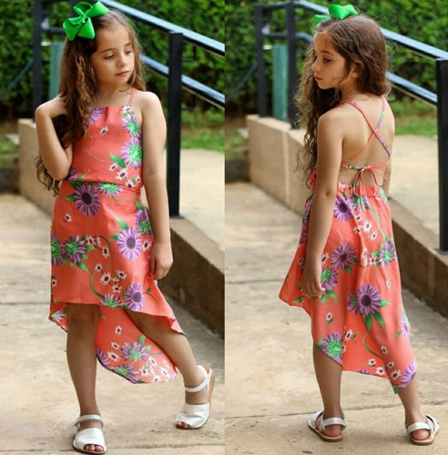 Imagem 5 de 8 de Vestido Infantil Mullet Sereia Tendência Roupa Moda Verão