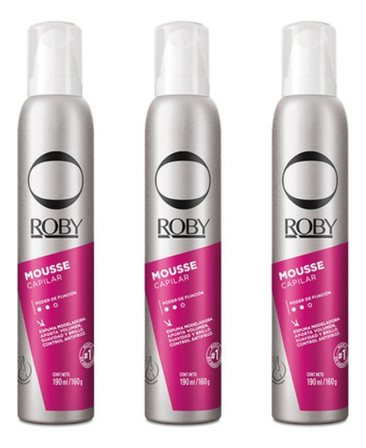 Mousse Capilar Roby Be Prof X 200 Ml X 3 Unidades Peluqueria