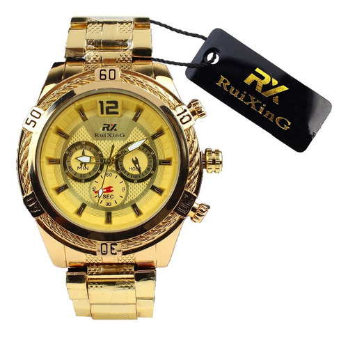 4 Relógio De Pulso Silverk Com Corria De Aço Cor Dourado/prata - Fondo Branco - Bisel Dourado