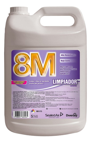 Limpiador Concentrado 8m Lavanda Para Pisos  5 Litros