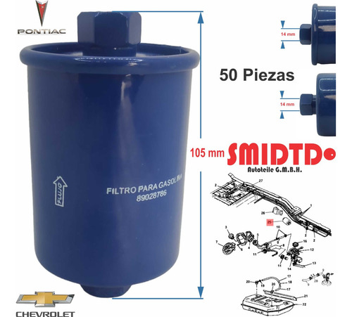 50 Filtros De Gasolina Chevrolet Avalanche 2500 8.1l 02-03
