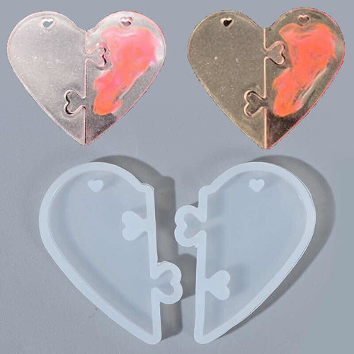 Imagen 1 de 2 de Silicona Molde Para Resina Medalla Corazón Mitades