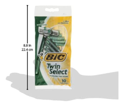 Maquinillas De Afeitar Para Hombre Bic Twin Select, 10 Unida