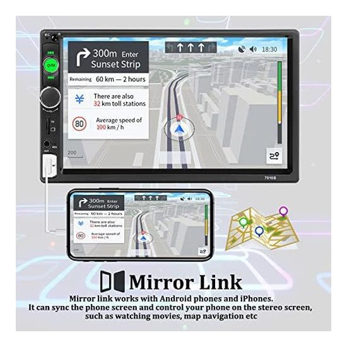 Radio De Coche Estéreo Doble Din Bluetooth 7 Pulgadas Mp5 Hd