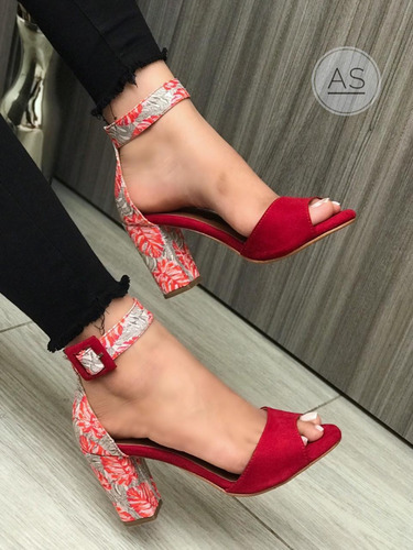 Sandalia Tacón Cubano Mujer Moda Colombiana