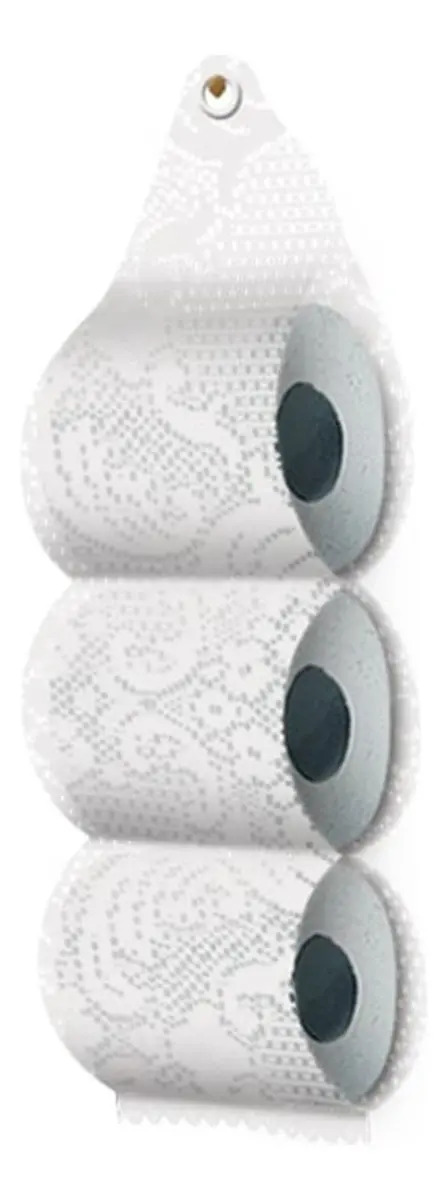 Porta Papel Higiênico De Renda 100% Poliéster Branco Neve