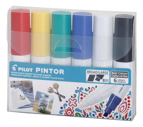 6 Marcadores Creativos Pilot Pintor Punto Grueso Colores