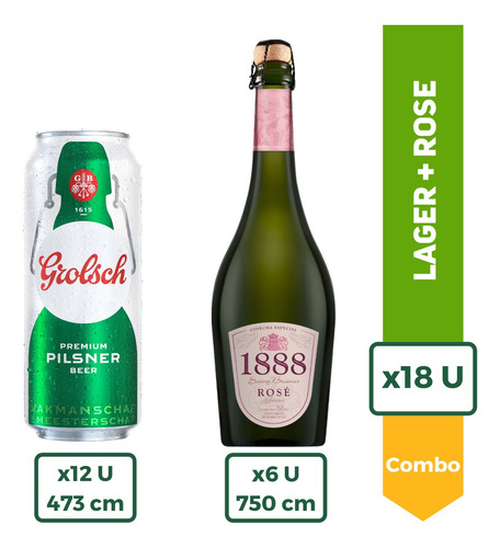 Cerveza Grolsch Lata 473ml X12 + Sidra 1888 Rose 750ml X6
