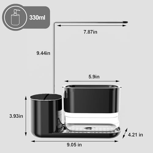 Set De Dispensador De Jabón Para Cocina Con Bandeja Y Soport