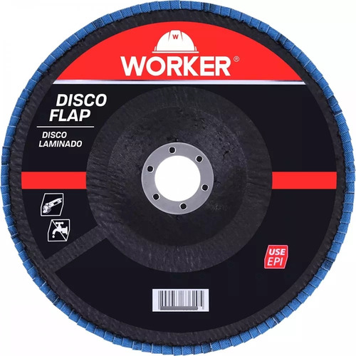 Disco Flap Reto Inox Grão 60 Aço 144,3 X 22,23mm Worker Cor Azul Com Preto