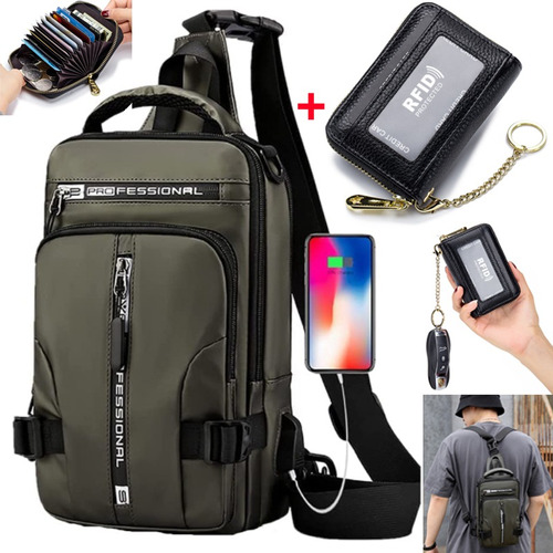 2 Unids/set Bolsa De Hombro Con Puerto De Carga Usb+billeter