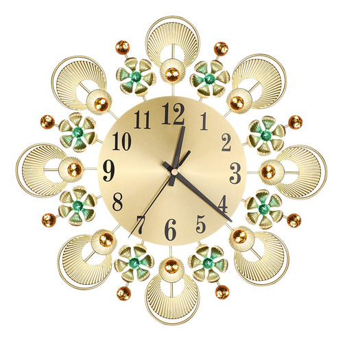Reloj De Pared Vintage De Hierro Forjado Con Flores Y Diaman