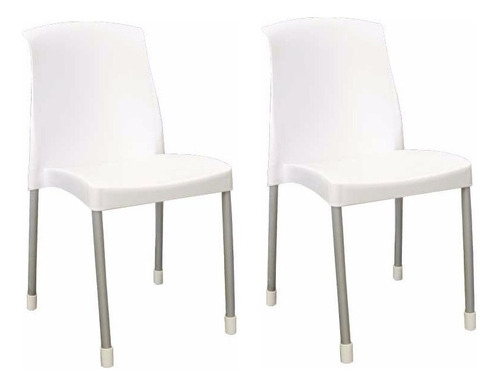 Silla Plastica Reforzada Apilable Galana Malba Pack 2 Color Blanco