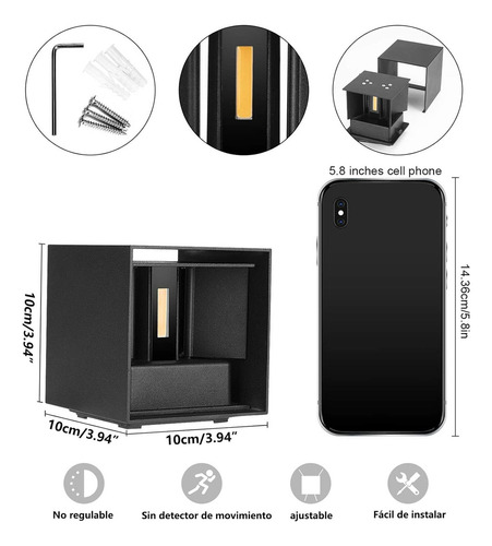 Lámpara De Pared Exterior 12w Led Ip65 Ajustable