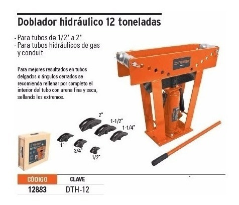 Imagen 5 de 5 de Dobladora De Tubos Hidraulica 12ton 1/2 A 2pulgadas Truper