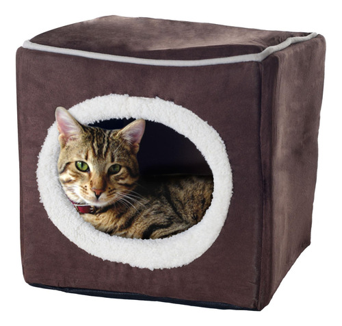 Cama Interior Para Gatos Y Pequeños Animales Marrón Oscuro