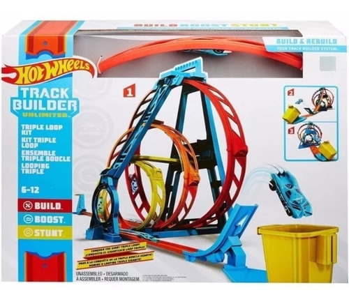 Collap Del Kit Hot Wheels Track Builder Unlimited Triple Loo Color Blanco