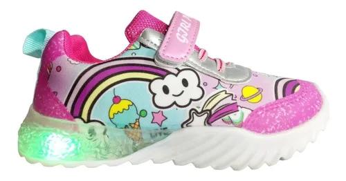 Zapatillas Luz Led Infantiles Niñas Arcoiris + Regalo